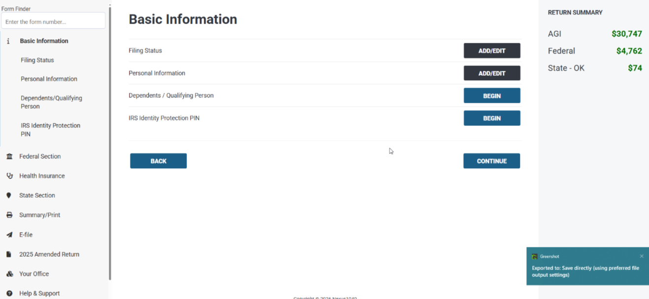 AdroitSlayer tax software input screen